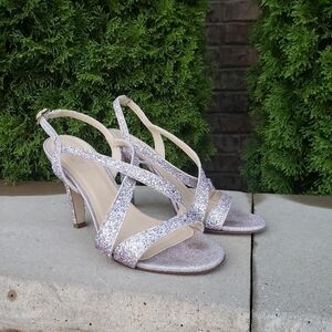 J. Crew Collection Lilac Glitter Strappy Heels 8.5
